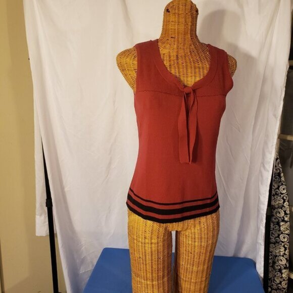 Ladies EMMA JAMES 2 piece Cardigan Sweater set in Burgundy w/Black accent - M - Picture 2 of 7